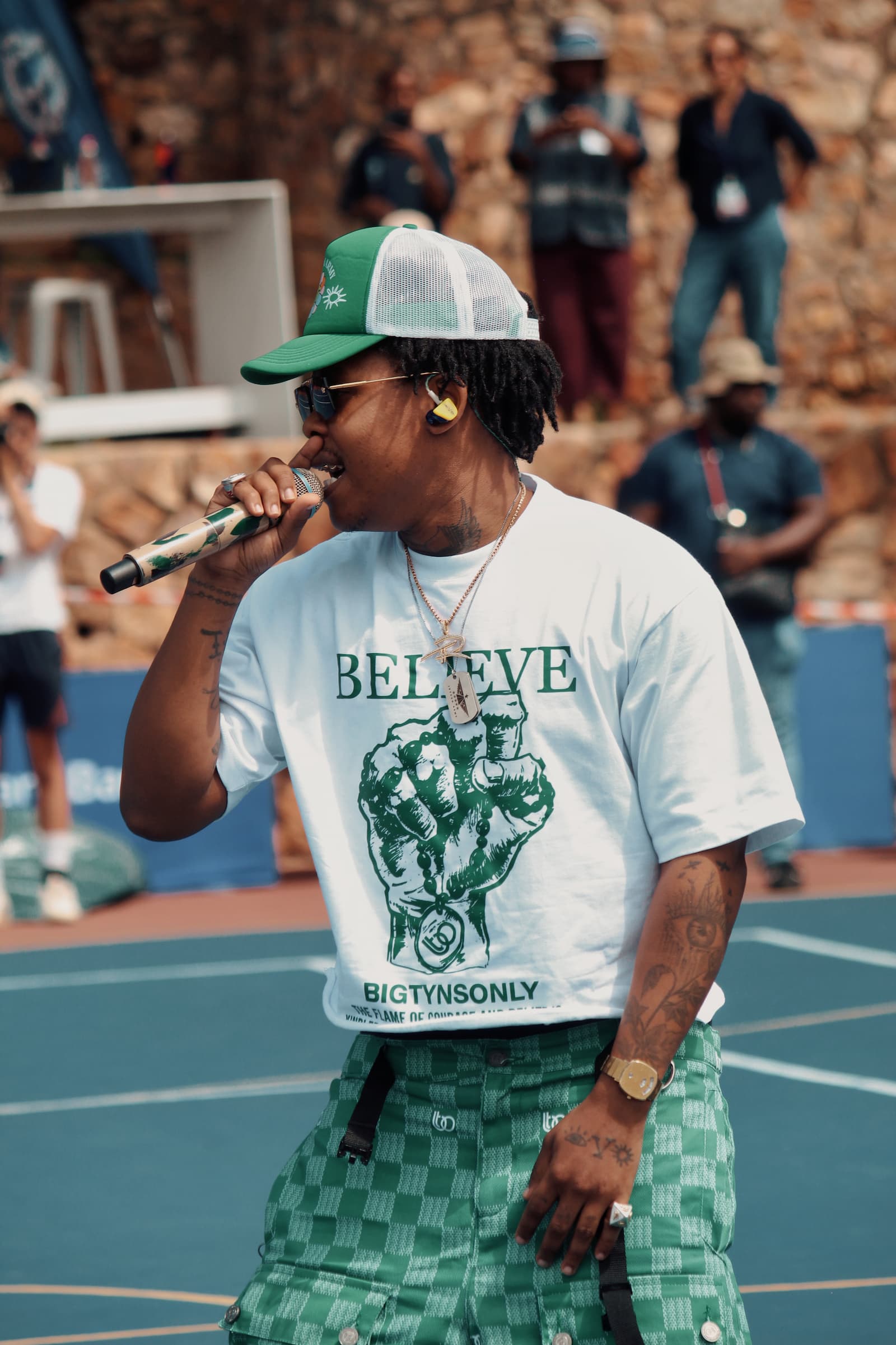 Singer performing at a festival
